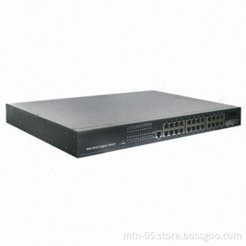 Ethernet Switch with 2 Fiber Ports and Input Power of 100 to 240V AC, 50 to 60Hz